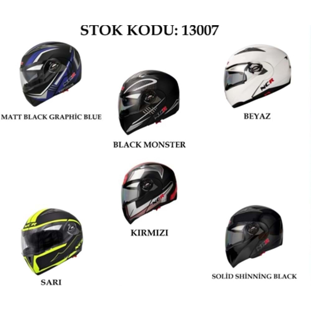Kask Ncr-158 Çene Açılır Gözlüklü E-Ce Belgeli