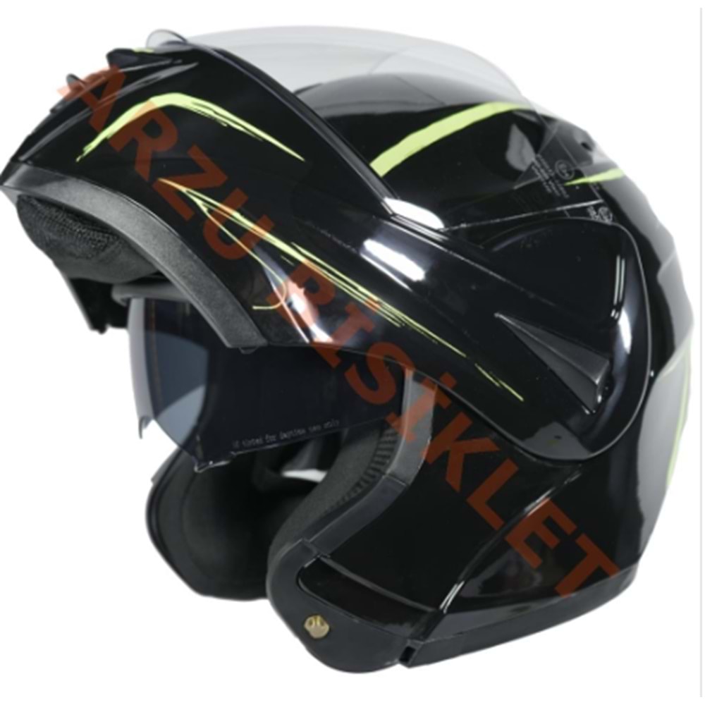 VRT - ÇENE AÇILIR VİZÖRLÜ KASK [MD-808] [SİYAH - SARI] [L]