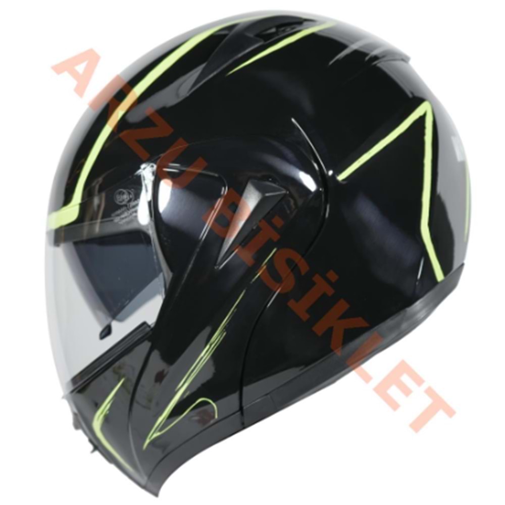 VRT - ÇENE AÇILIR VİZÖRLÜ KASK [MD-808] [SİYAH - SARI] [XL]
