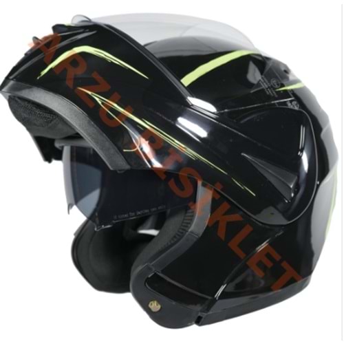 VRT - ÇENE AÇILIR VİZÖRLÜ KASK [MD-808] [SİYAH - SARI] [L]